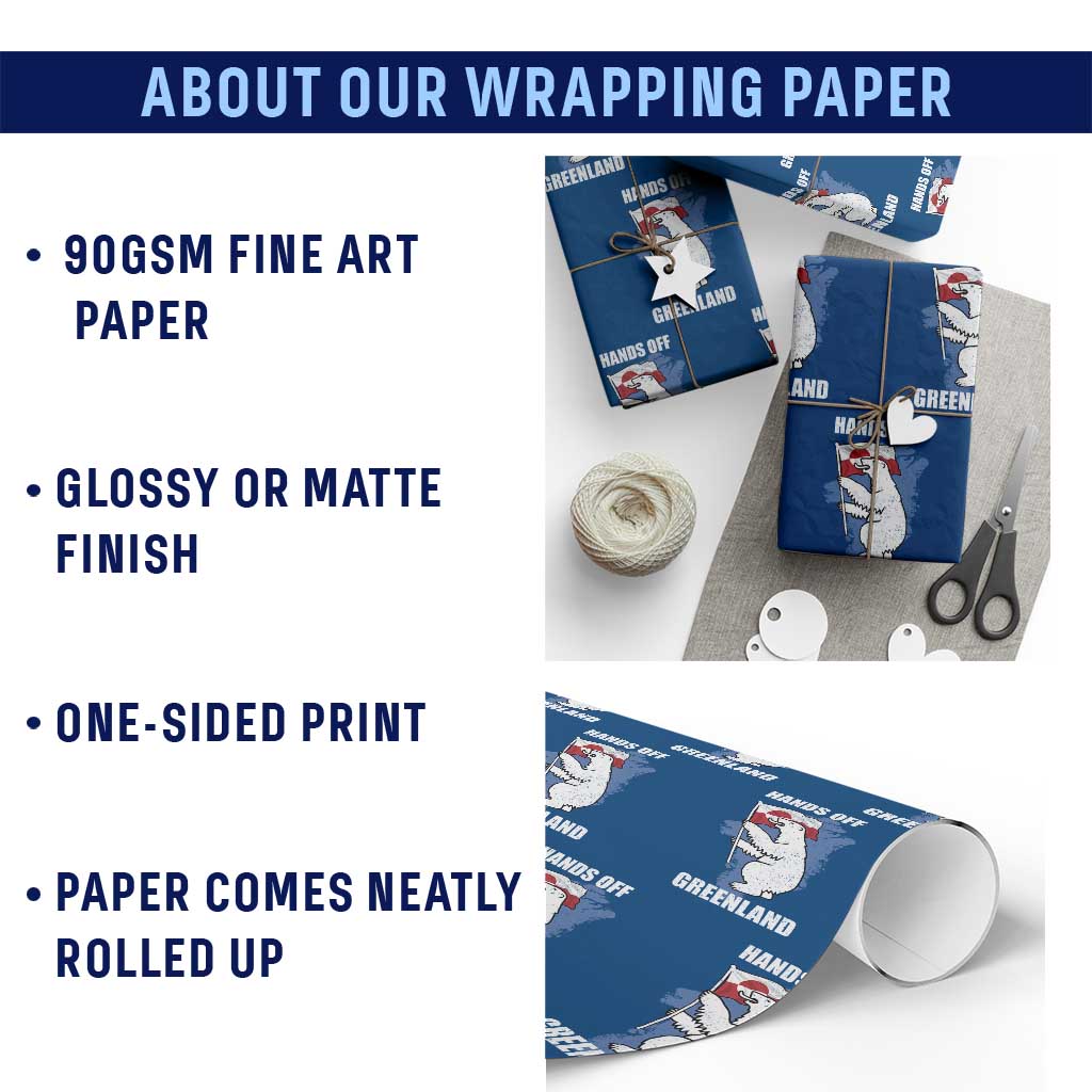 Hands Off Greenland Protest Wrapping Paper Roll Support Greenland Bear Holding Flag