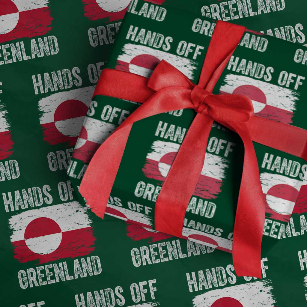Hands Off Greenland Wrapping Paper Roll Distressed Flag Resist Political Protest