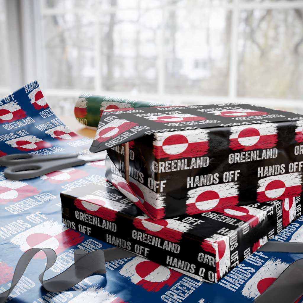 Hands Off Greenland Wrapping Paper Roll Distressed Flag Resist Political Protest