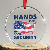 Hands Off My Social Security Crystal Glass Ornament Patriotic USA Retirement Protection American Flag - Wonder Print Shop