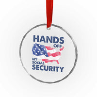Hands Off My Social Security Crystal Glass Ornament Patriotic USA Retirement Protection American Flag - Wonder Print Shop