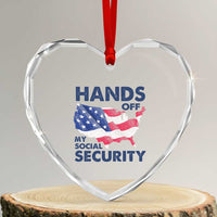 Hands Off My Social Security Heart Crystal Glass Ornament Patriotic USA Retirement Protection American Flag - Wonder Print Shop