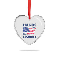 Hands Off My Social Security Heart Crystal Glass Ornament Patriotic USA Retirement Protection American Flag - Wonder Print Shop