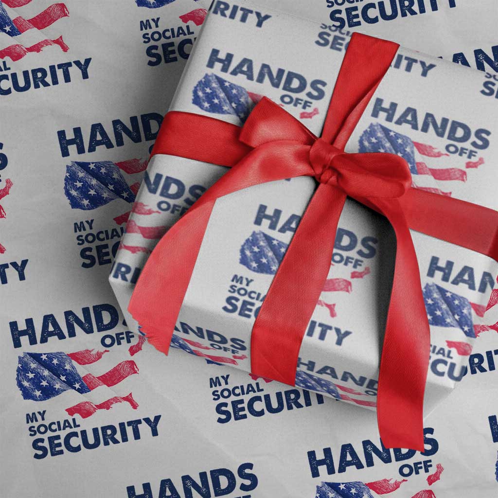 Hands Off My Social Security Wrapping Paper Roll Patriotic USA Retirement Protection American Flag - Wonder Print Shop