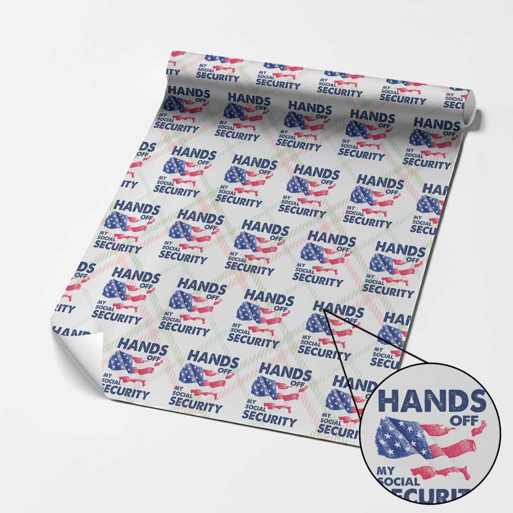 Hands Off My Social Security Wrapping Paper Roll Patriotic USA Retirement Protection American Flag - Wonder Print Shop