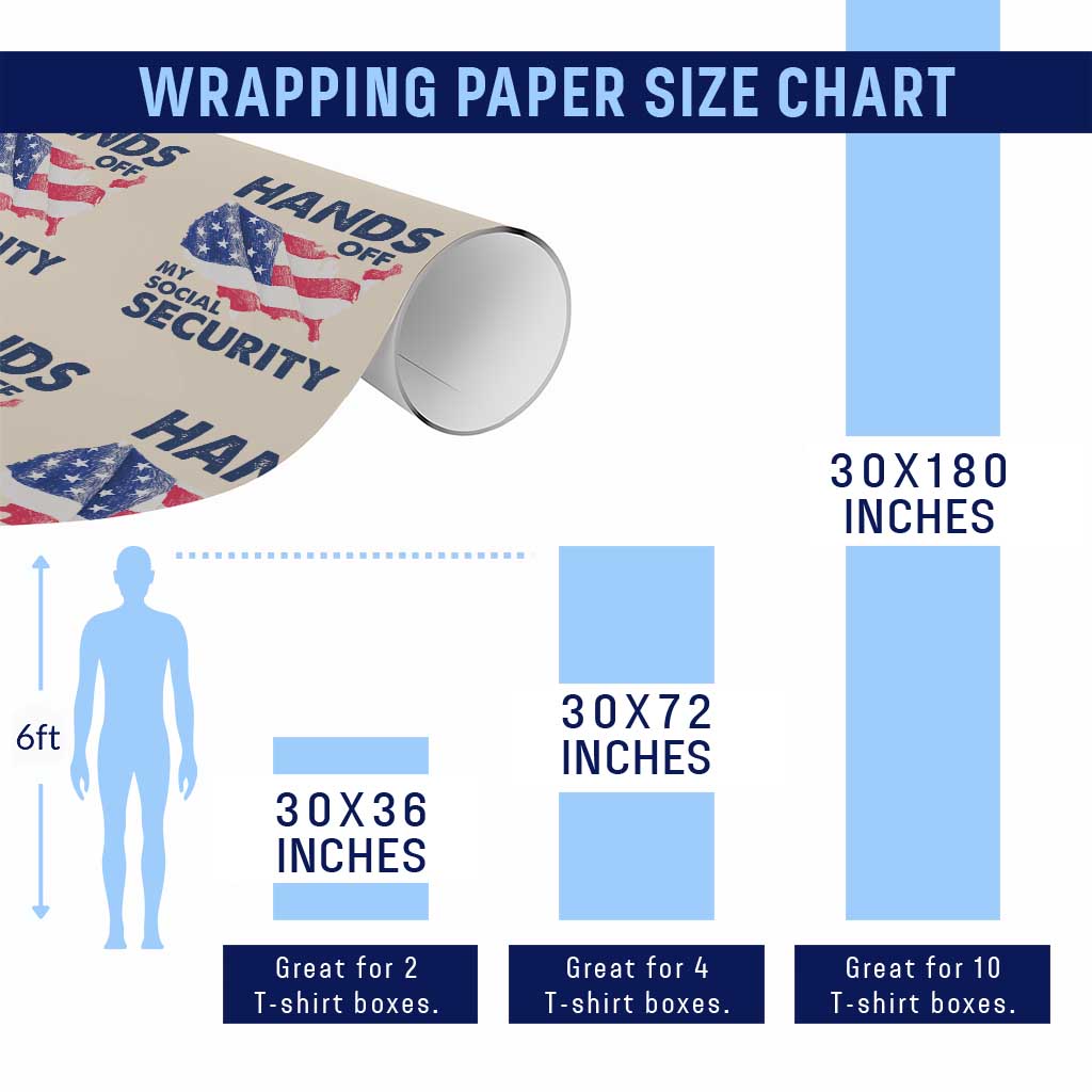 Hands Off My Social Security Wrapping Paper Roll Patriotic USA Retirement Protection American Flag - Wonder Print Shop