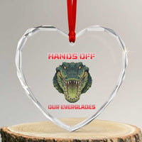 Hands Off Our Everglades Heart Crystal Glass Ornament Fierce Alligator Protest - Wonder Print Shop