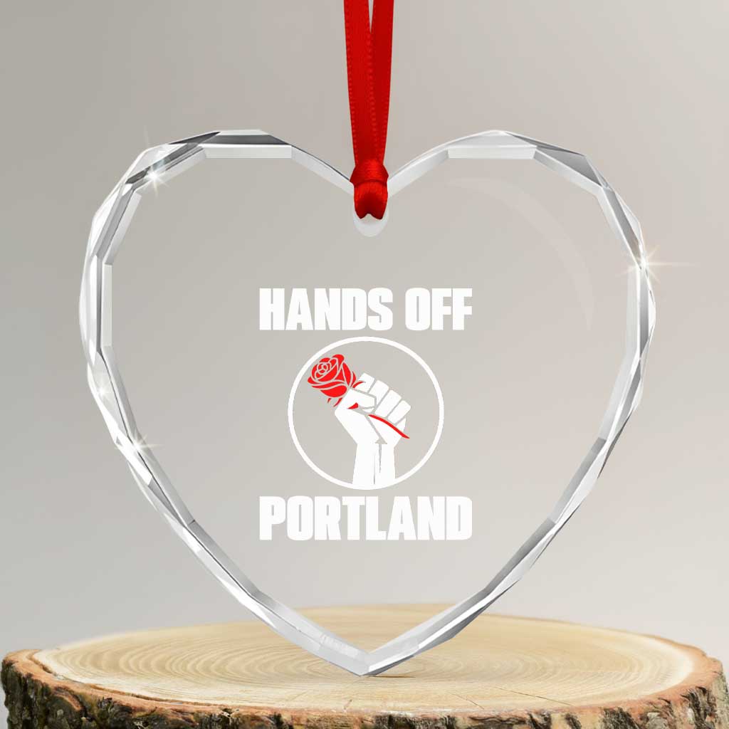 Hands Off Portland Heart Crystal Glass Ornament Rose Fist Oregon Freedom Fighter - Wonder Print Shop