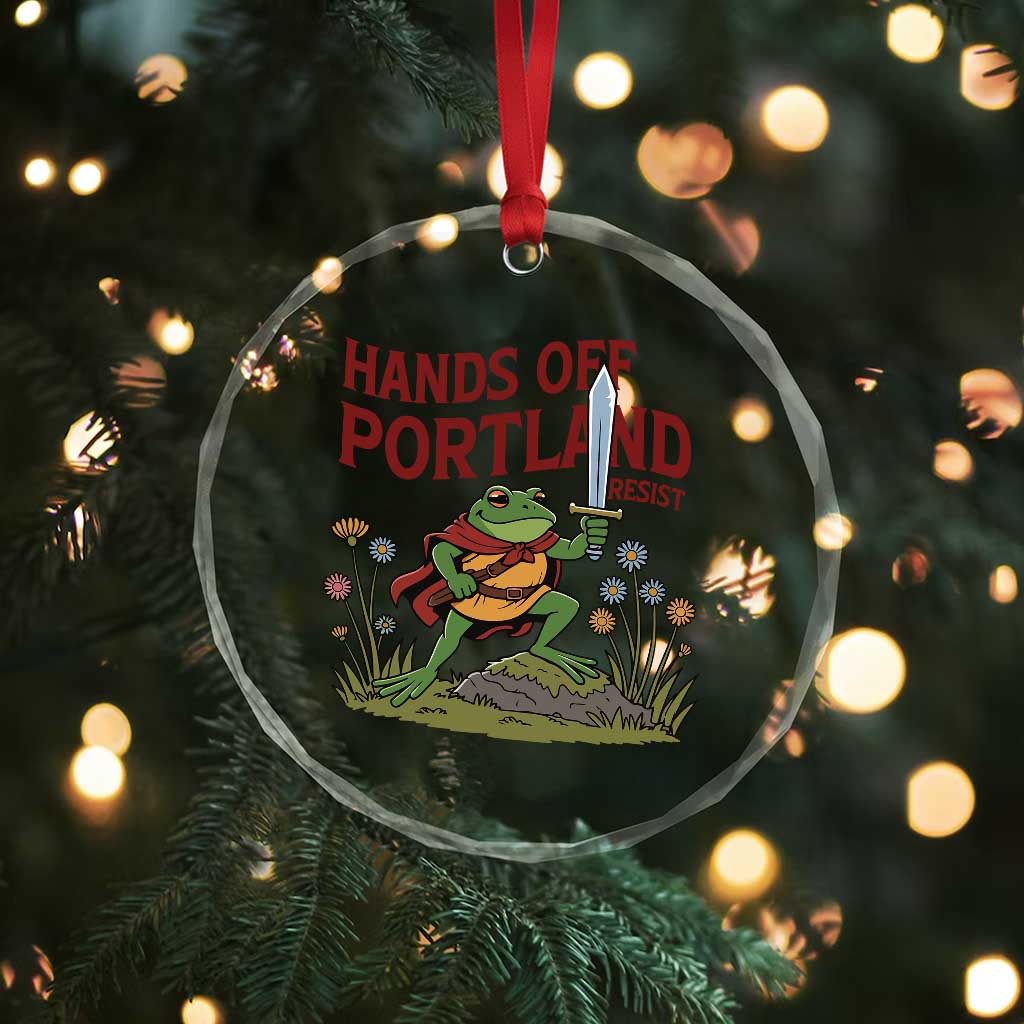 Hands Off Portland Sword Frog Crystal Glass Ornament Freedom Fighters Hero Resist - Wonder Print Shop