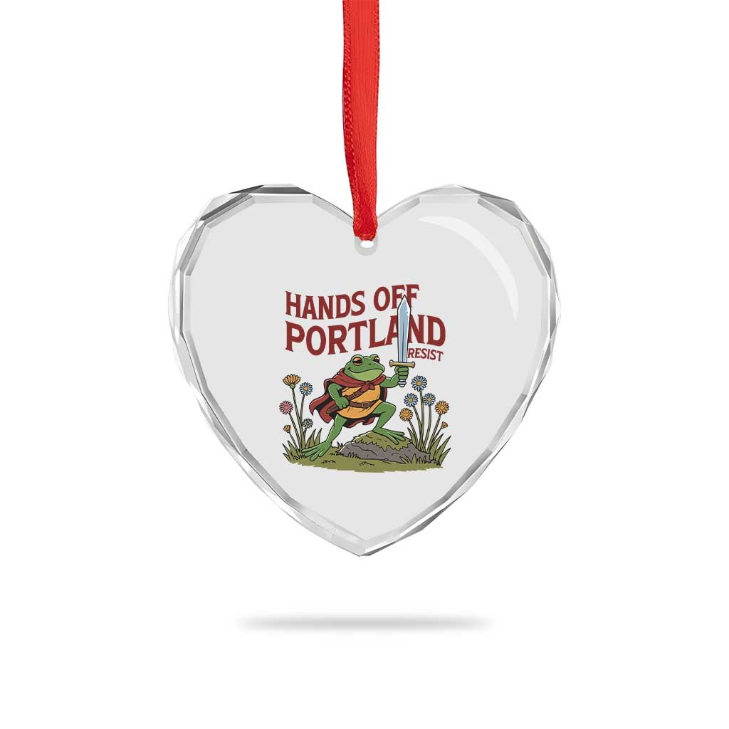 Hands Off Portland Sword Frog Heart Crystal Glass Ornament Freedom Fighters Hero Resist - Wonder Print Shop