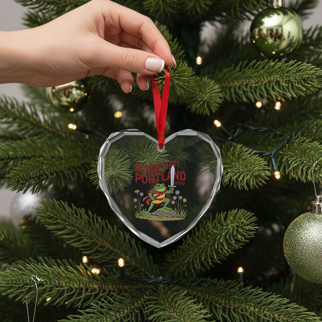 Hands Off Portland Sword Frog Heart Crystal Glass Ornament Freedom Fighters Hero Resist - Wonder Print Shop