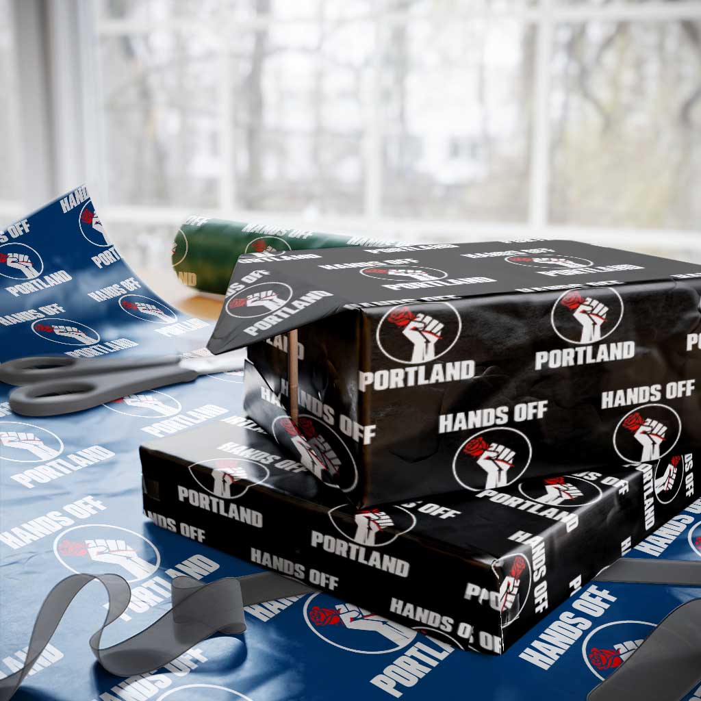 Hands Off Portland Wrapping Paper Roll Rose Fist Oregon Freedom Fighter - Wonder Print Shop