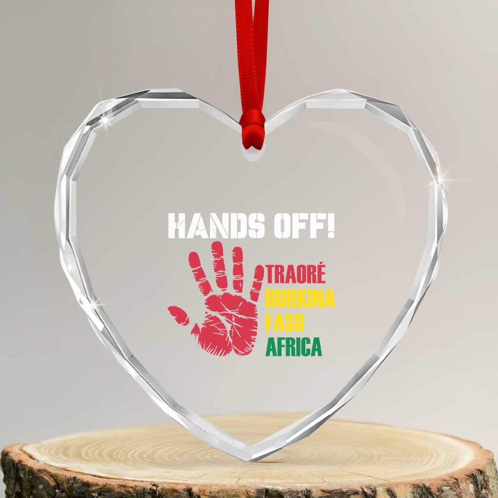 Hands Off Traoré Burkina Faso Africa Heart Crystal Glass Ornament - Wonder Print Shop