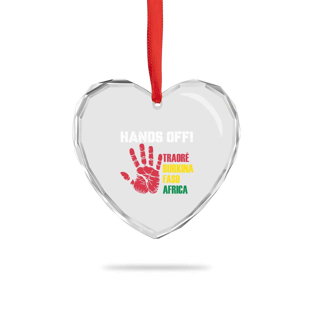 Hands Off Traoré Burkina Faso Africa Heart Crystal Glass Ornament - Wonder Print Shop