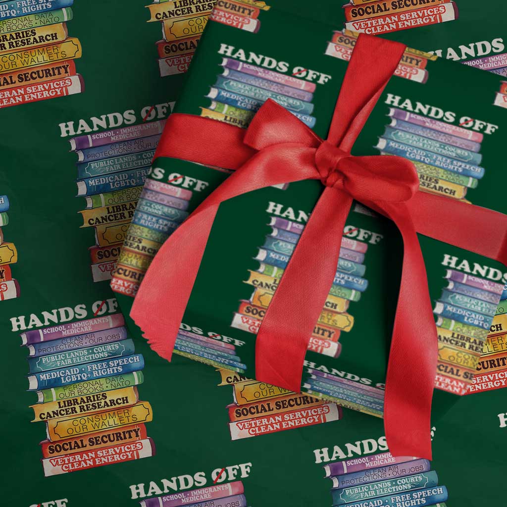 Hands Off Wrapping Paper Roll Social Security And Medicare Protest Colorful Books - Wonder Print Shop