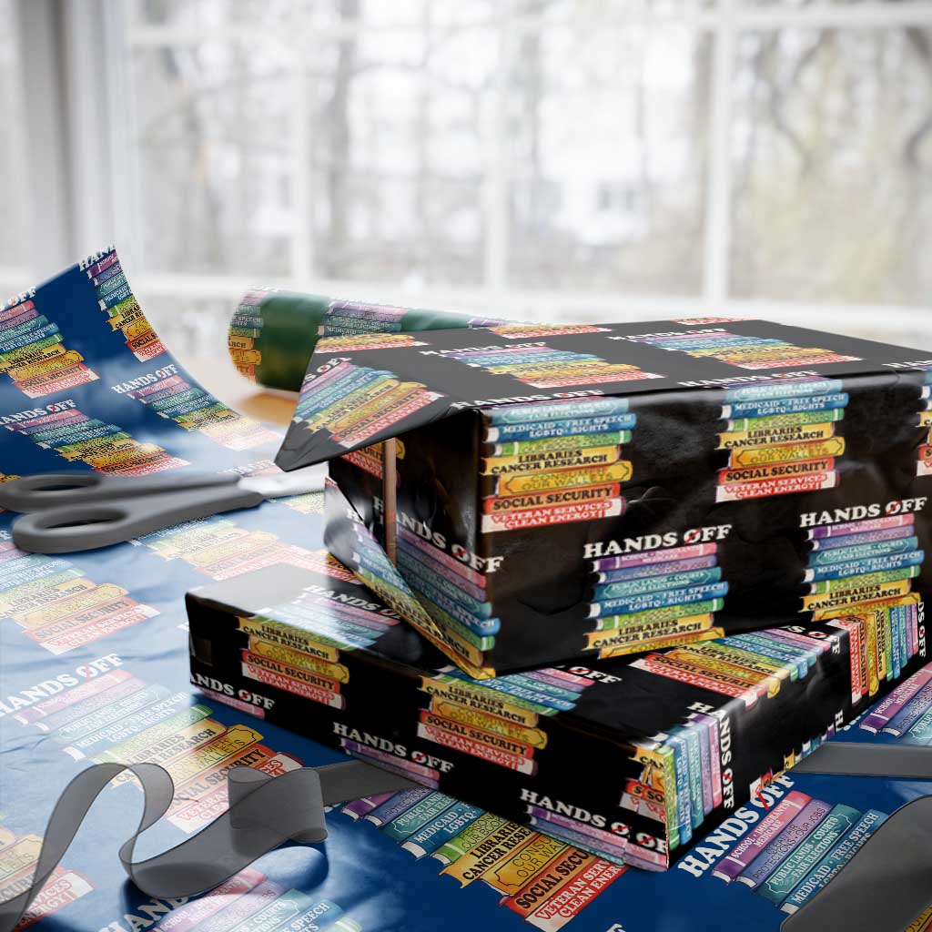 Hands Off Wrapping Paper Roll Social Security And Medicare Protest Colorful Books - Wonder Print Shop