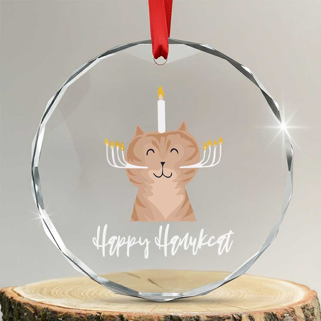 Hanukkah Cat Crystal Glass Ornament Cat Menorah Cute Jewish Kitten Chanukah Hanukkat TS09