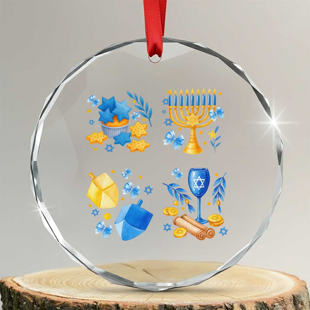 Hanukkah Celebration Crystal Glass Ornament Menorah Star Of David Candle Dreidel Gift - Wonder Print Shop