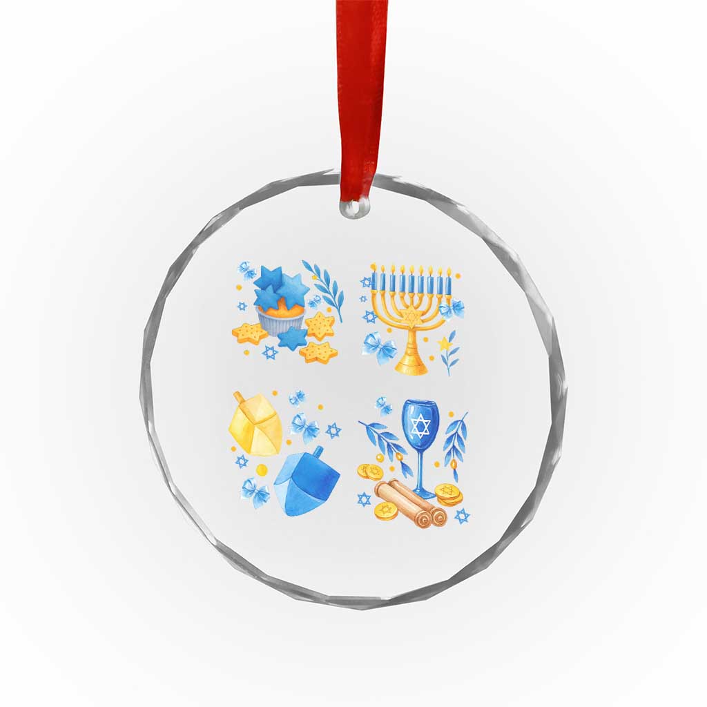 Hanukkah Celebration Crystal Glass Ornament Menorah Star Of David Candle Dreidel Gift - Wonder Print Shop