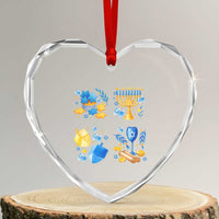 Hanukkah Celebration Heart Crystal Glass Ornament Menorah Star Of David Candle Dreidel Gift - Wonder Print Shop