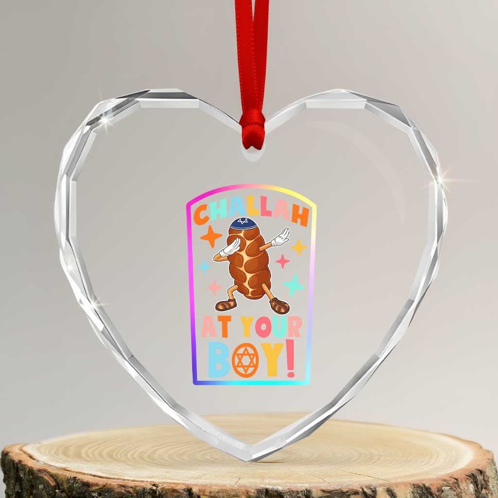 Hanukkah Challah At Ya Boy Heart Crystal Glass Ornament Funny Holiday Gift - Wonder Print Shop