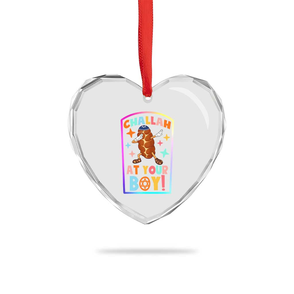Hanukkah Challah At Ya Boy Heart Crystal Glass Ornament Funny Holiday Gift - Wonder Print Shop