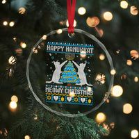 Hanukkah Christmas Cat Crystal Glass Ornament Happy Hanukkat Meowy Christmas TS09
