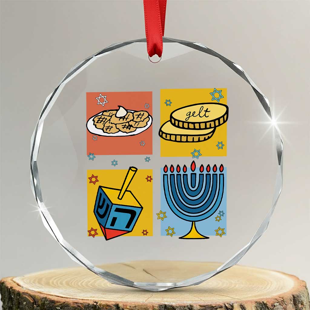Hanukkah Crystal Glass Ornament Festival Of Lights Dreidel Menorah Candle Star Gift - Wonder Print Shop