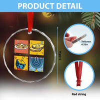 Hanukkah Crystal Glass Ornament Festival Of Lights Dreidel Menorah Candle Star Gift - Wonder Print Shop