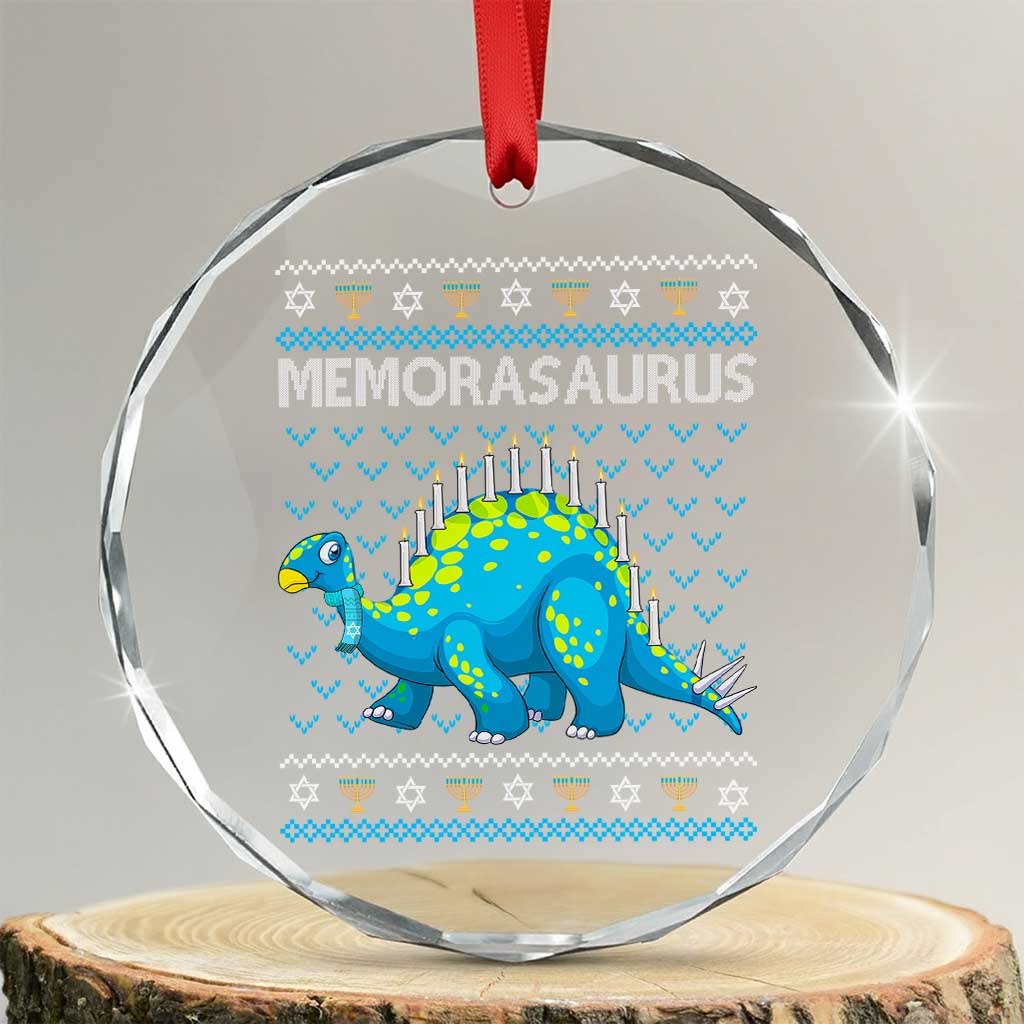 Hanukkah Dinosaur Crystal Glass Ornament Menorasaurus Menorah Dino TS09