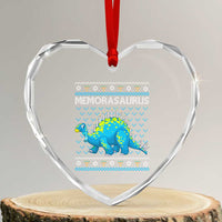 Hanukkah Dinosaur Heart Crystal Glass Ornament Menorasaurus Menorah Dino - Wonder Print Shop
