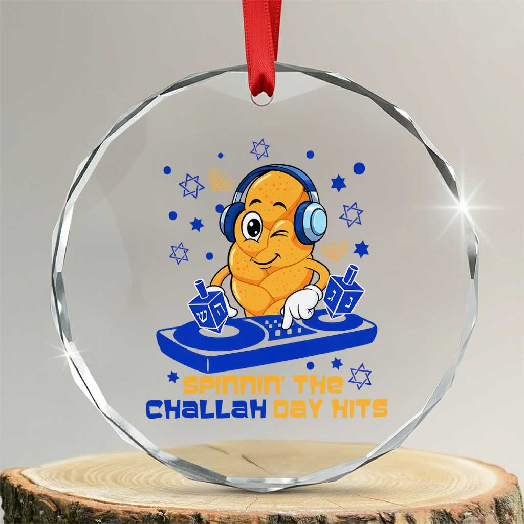 Hanukkah DJ Challah And Dreidel Crystal Glass Ornament Funny Jewish Gift - Wonder Print Shop
