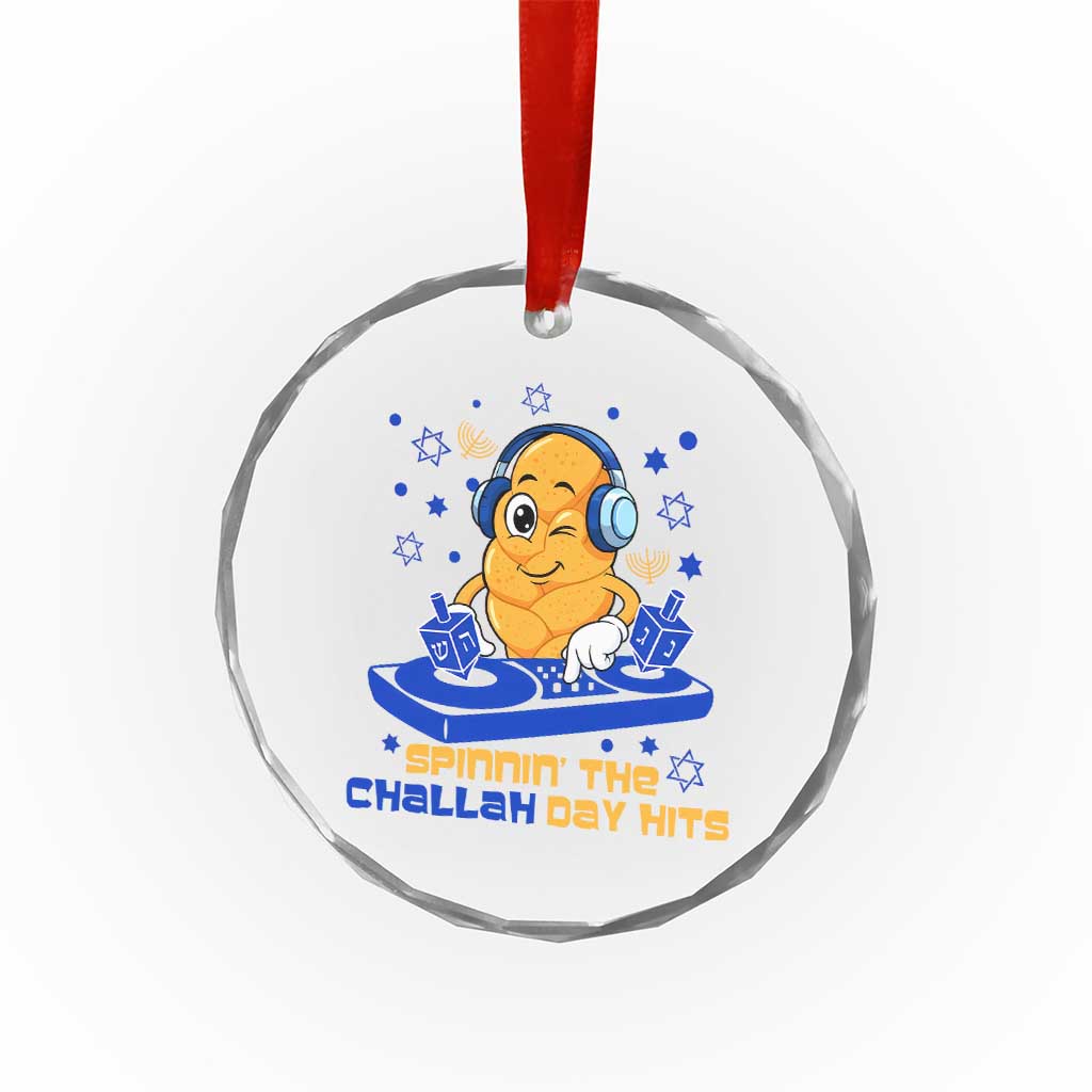 Hanukkah DJ Challah And Dreidel Crystal Glass Ornament Funny Jewish Gift - Wonder Print Shop