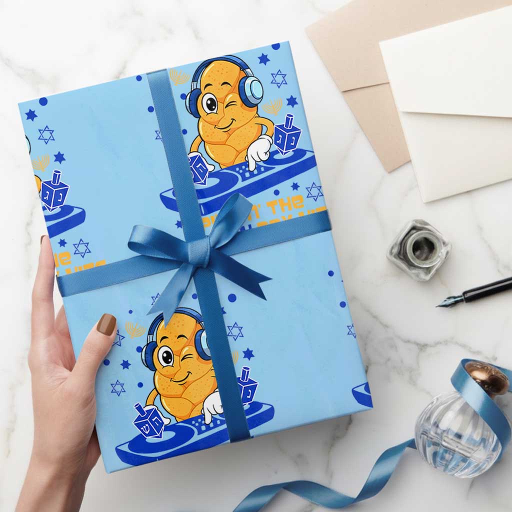 Hanukkah DJ Challah And Dreidel Wrapping Paper Roll Funny Jewish Gift - Wonder Print Shop