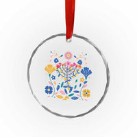 Hanukkah Floral Menorah Crystal Glass Ornament Jewish Gift For Women - Wonder Print Shop