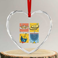 Hanukkah Heart Crystal Glass Ornament Festival Of Lights Dreidel Menorah Candle Star Gift - Wonder Print Shop