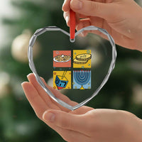 Hanukkah Heart Crystal Glass Ornament Festival Of Lights Dreidel Menorah Candle Star Gift - Wonder Print Shop