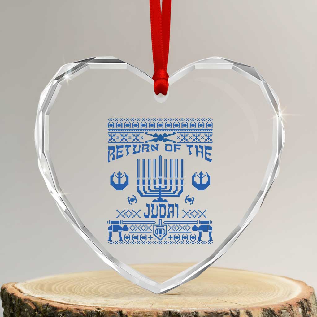 Hanukkah Holiday Heart Crystal Glass Ornament Return Of The Judai Chanukah Jewish Festival - Wonder Print Shop