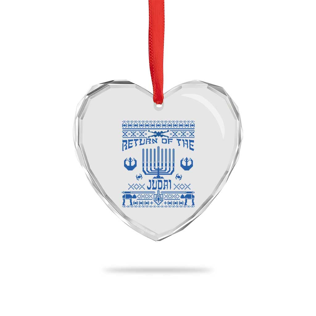 Hanukkah Holiday Heart Crystal Glass Ornament Return Of The Judai Chanukah Jewish Festival - Wonder Print Shop