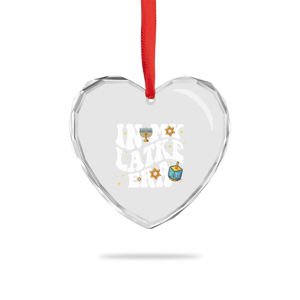 Hanukkah Jewish Holiday Gift Heart Crystal Glass Ornament In My Latke Era - Wonder Print Shop