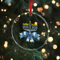 Hanukkah Menorah Jewish Coquette Bow Crystal Glass Ornament TS09