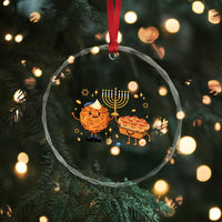 Hanukkah Sufganiyah And Latke Lifting Menorah Crystal Glass Ornament Funny Holiday Gift - Wonder Print Shop