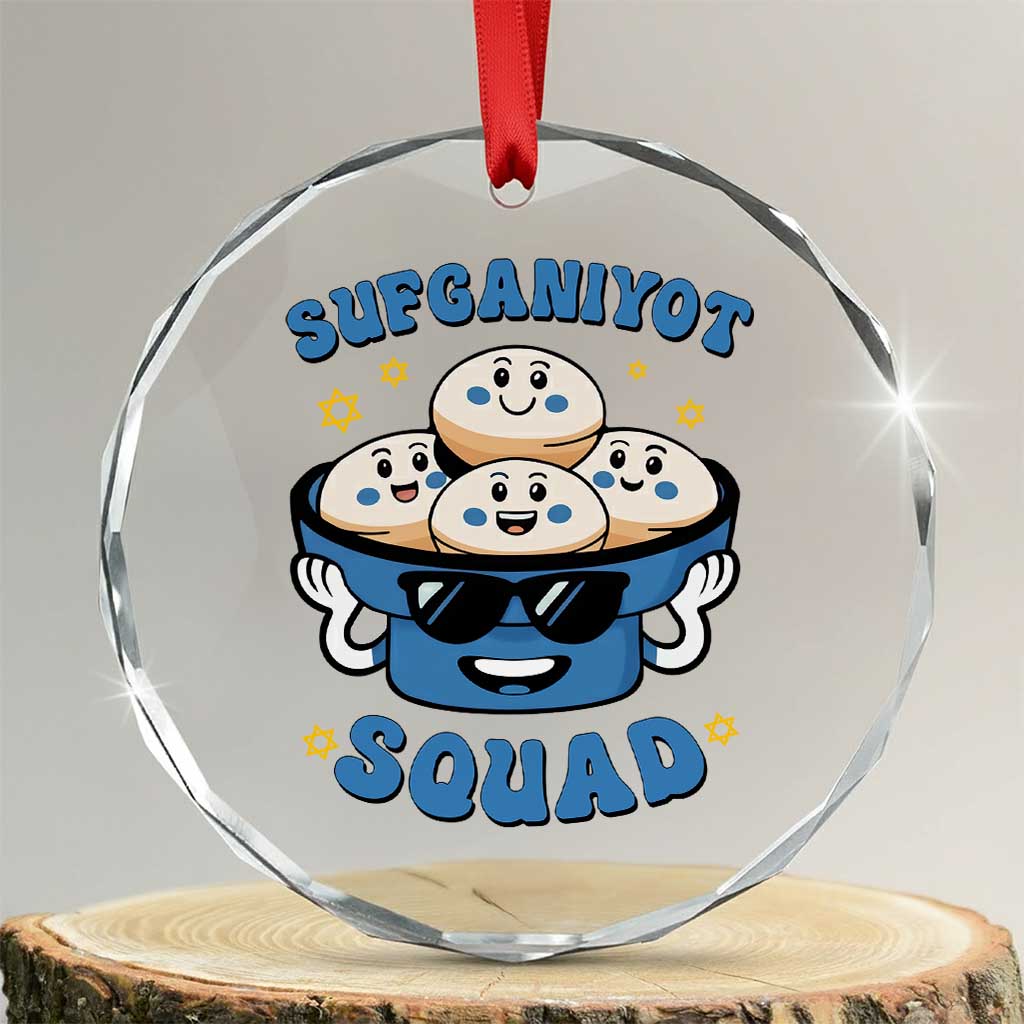 Hanukkah Sufganiyot Squad Crystal Glass Ornament Funny Jelly Donut Jewish Gift - Wonder Print Shop