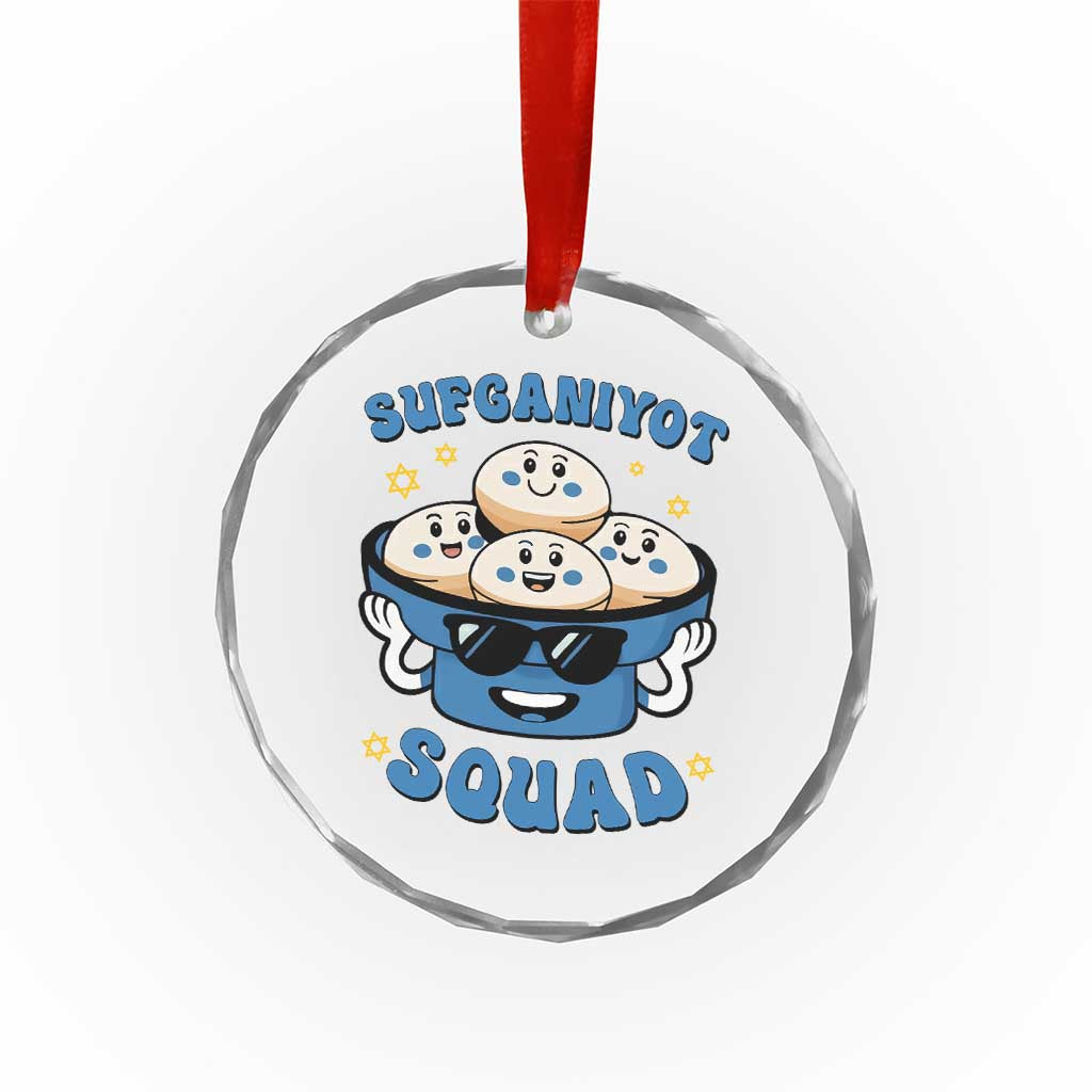 Hanukkah Sufganiyot Squad Crystal Glass Ornament Funny Jelly Donut Jewish Gift - Wonder Print Shop
