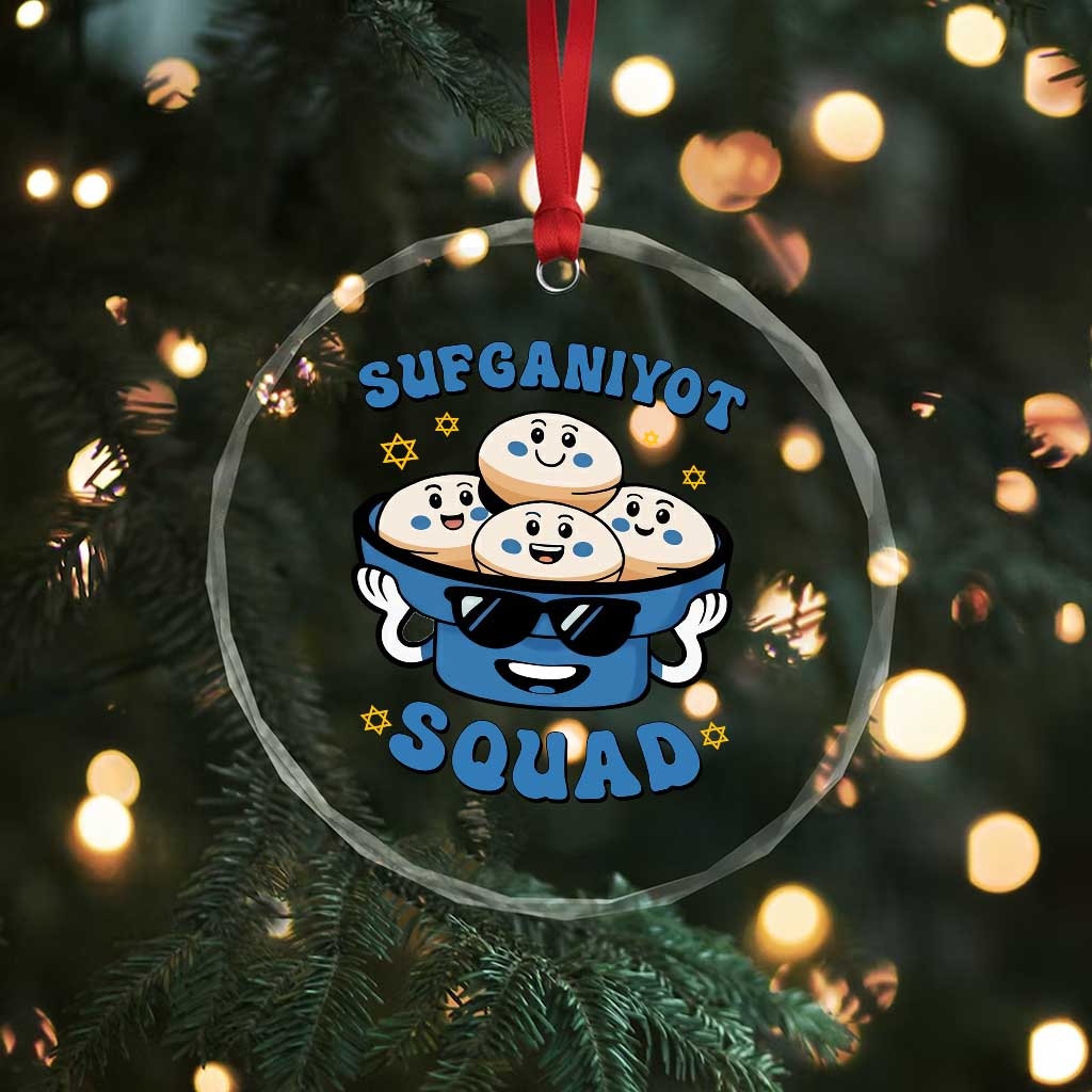 Hanukkah Sufganiyot Squad Crystal Glass Ornament Funny Jelly Donut Jewish Gift - Wonder Print Shop