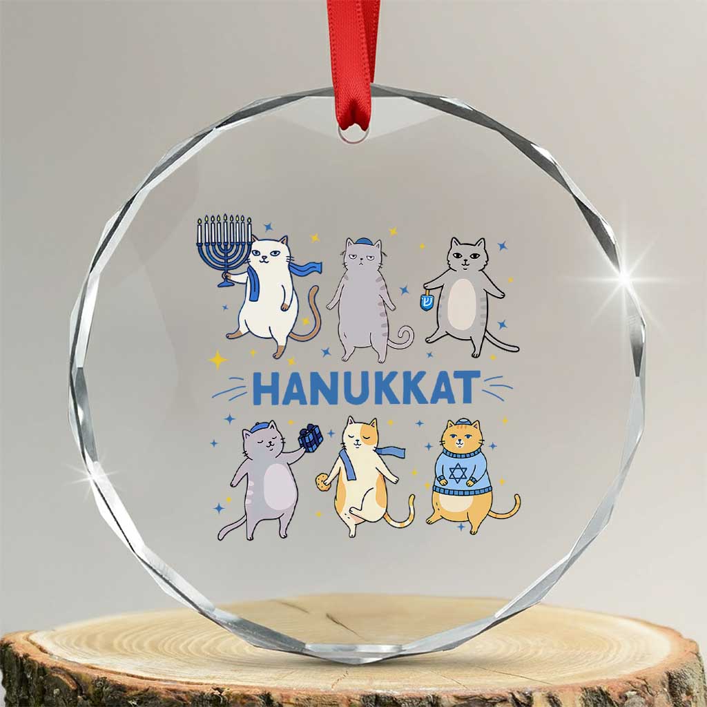 Hanukkat Crystal Glass Ornament Funny Cats Hanukkah Festival Of Lights Gift - Wonder Print Shop