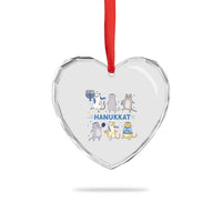 Hanukkat Heart Crystal Glass Ornament Funny Cats Hanukkah Festival Of Lights Gift - Wonder Print Shop