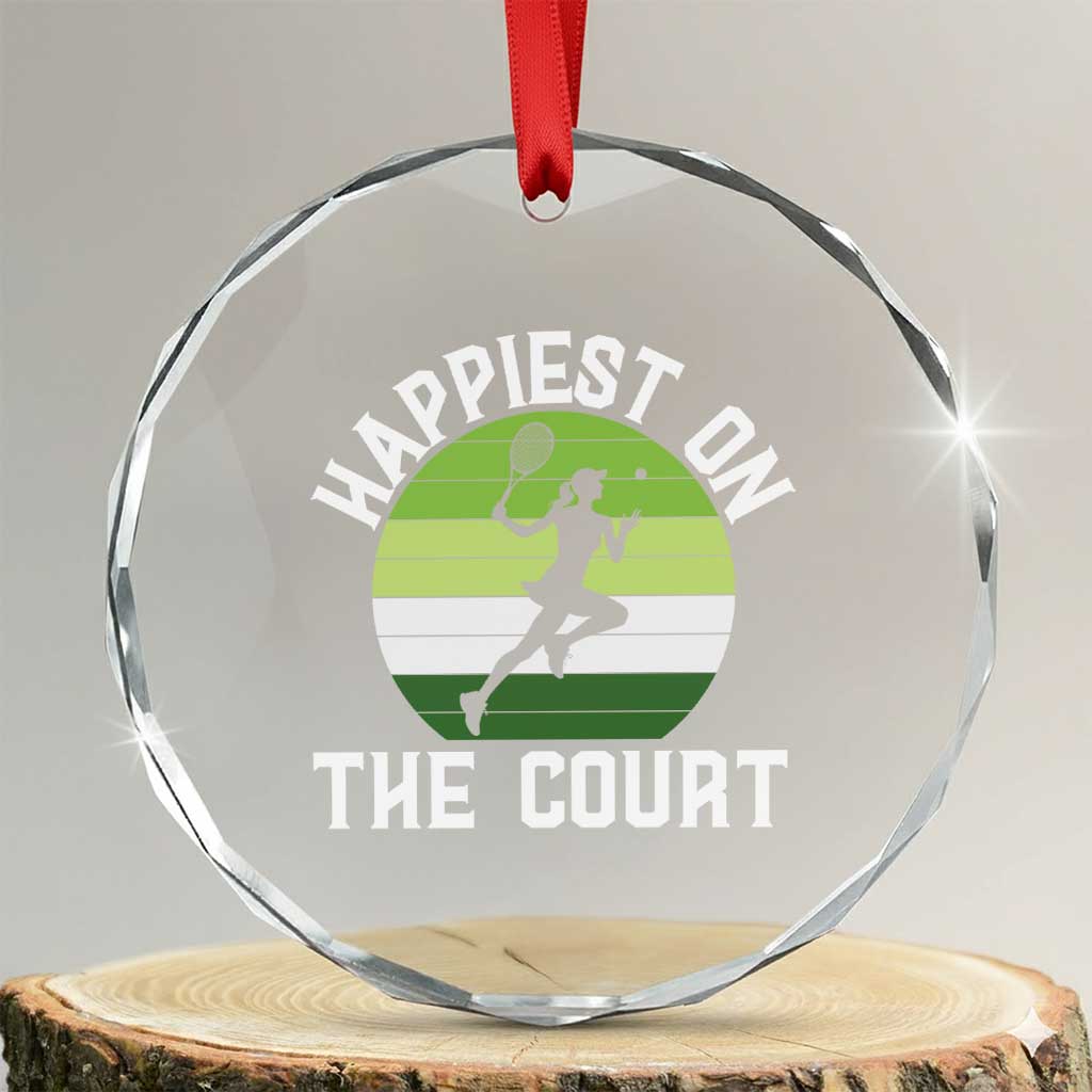 Happiest On The Court Crystal Glass Ornament Vintage Retro Tennis Girl Gift - Wonder Print Shop
