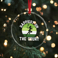 Happiest On The Court Crystal Glass Ornament Vintage Retro Tennis Girl Gift - Wonder Print Shop