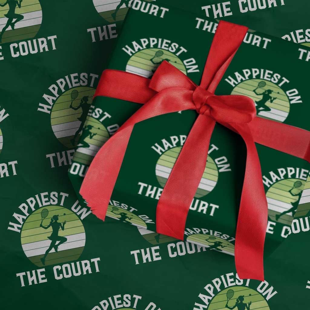 Happiest On The Court Wrapping Paper Roll Vintage Retro Tennis Girl Gift - Wonder Print Shop